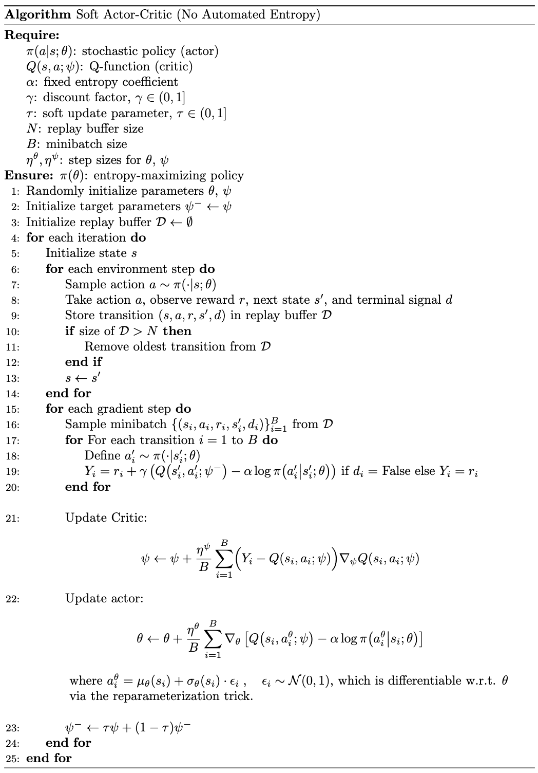 soft actor-critic without automated entropy