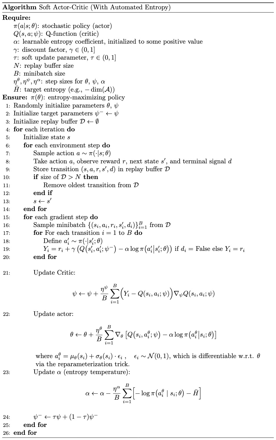 soft actor-critic with automated entropy